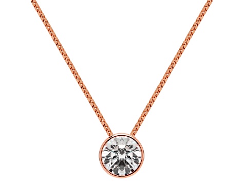 White Cubic Zirconia 14k Rose Gold Pendant With Chain 1.50ctw