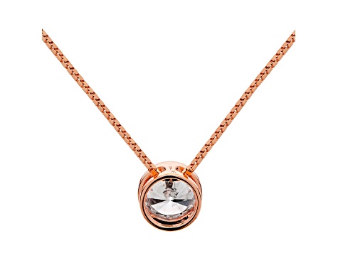 White Cubic Zirconia 14k Rose Gold Pendant With Chain 1.50ctw