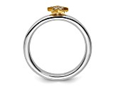 14K Yellow Gold Over Sterling Silver Stackable Expression Diamond Star Ring 0.036ctw