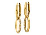 14K Yellow Gold Diamond Oval Dangle Hinged Hoop Earrings