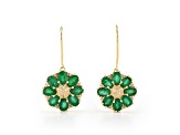 Emerald and Diamond 18K Yellow Gold over Sterling Silver Earrings 7.23ctw