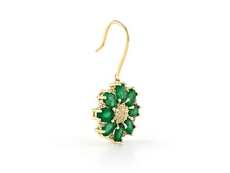 Emerald and Diamond 18K Yellow Gold over Sterling Silver Earrings 7.23ctw