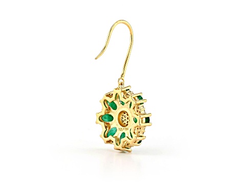 Emerald and Diamond 18K Yellow Gold over Sterling Silver Earrings 7.23ctw