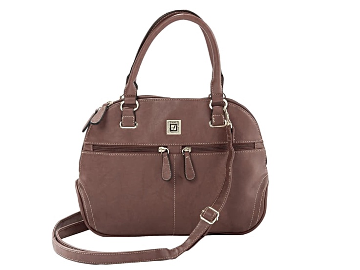 Stone Mountain Crunch Leather Dome Satchel/Tote in Brown