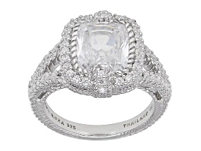 Judith Ripka 6.45ctw Bella Luce Diamond Simulant Rhodium Over Sterling Silver Ring