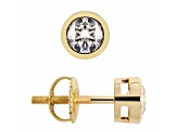 White Cubic Zirconia 14k Yellow Gold Studs With Velvet Gift Box 1.00ctw