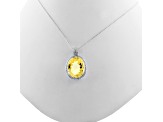 Yellow Citrine Rhodium Over Sterling Silver Pendant With Chain 16.75ctw