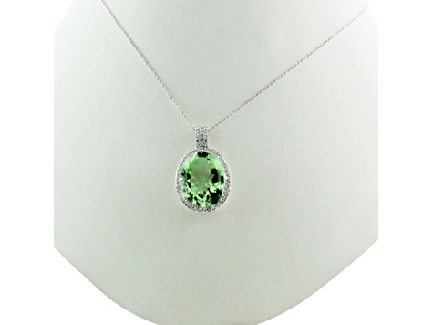 Prasiolite Rhodium Over Sterling Silver Pendant With Chain 16.75ctw