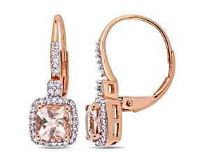 Morganite and Diamond 10K Pink Gold Earrings 1.29ctw