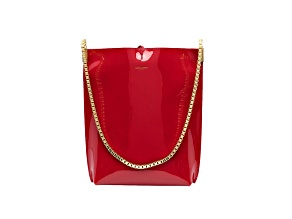 Saint Laurent Suzanne Red Patent Leather Small Chain Hobo Bag