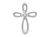 Rhodium Over 14K White Gold 1/20ct. Diamond Cross Chain Slide