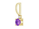 14K Yellow Gold 4mm Amethyst and Diamond Pendant