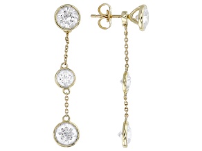 White Lab-Grown Diamond F-G SI 14k Yellow Gold Dangle Earrings 2.50ctw