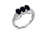 Black Sapphire Rhodium Over Sterling Silver Ring 1.65ctw
