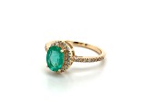 10K Yellow Gold Oval Emerald and Diamond Halo Ring 1.41ctw
