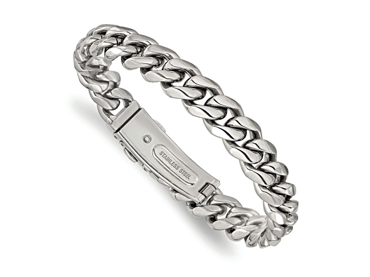 Stainless Steel 12mm Polished Curb Link Bracelet - 129SZA | JTV