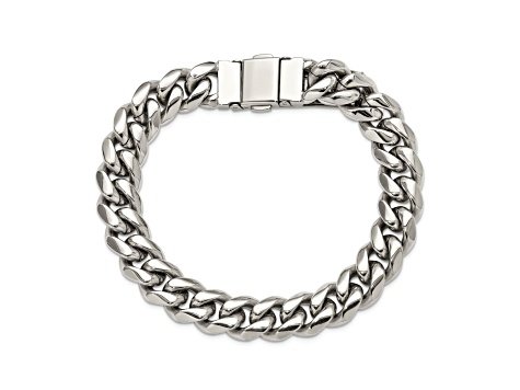 Stainless Steel 12mm Polished Curb Link Bracelet - 129SZA | JTV