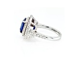 4.56 Ctw Blue Sapphire and 1.44 Ctw White Diamond Ring in 14K WG