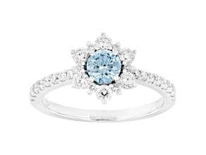 Blue And White Lab-Grown Diamond F-G SI 14K White Gold Ring 1.00ctw