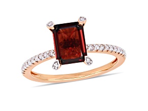 Garnet and Diamond 10K Rose Gold Ring 2.23ctw