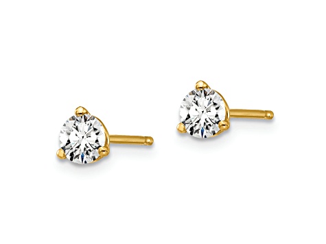 14K Yellow Gold Lab Grown Diamond 1/2ct. VS/SI GH+, 3 Prong Stud Earrings