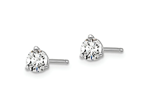 Rhodium Over 14K Gold Lab Grown Diamond 1/2ct. VS/SI GH+, 3 Prong Stud Earrings