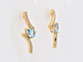 0.72ctw Pear Shaped Sky Blue Topaz and Cubic Zirconia 14K Yellow Gold Over Sterling Silver Earrings