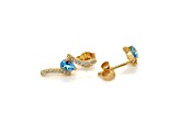 0.72ctw Pear Shaped Sky Blue Topaz and Cubic Zirconia 14K Yellow Gold Over Sterling Silver Earrings