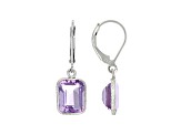 Purple Octagonal Amethyst Sterling Silver Earrings 4ct