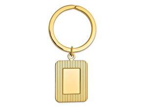 14K Yellow Gold Textured Rectangle Disc Key Ring
