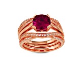 Lab Created Ruby and White Sapphire 14K Rose Gold Over Sterling Silver Bridal Set 2.61ctw
