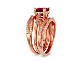 Lab Created Ruby and White Sapphire 14K Rose Gold Over Sterling Silver Bridal Set 2.61ctw