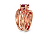 Lab Created Ruby and White Sapphire 14K Rose Gold Over Sterling Silver Bridal Set 2.61ctw