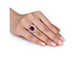 Lab Created Ruby and Lab Created White Sapphire 10k Rose Gold Ring 8.56ctw