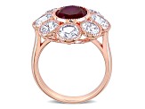 Lab Created Ruby and Lab Created White Sapphire 10k Rose Gold Ring 8.56ctw