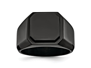 Stainless Steel Polished Black IP-plated Signet Ring