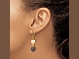 14K Gold Over Sterling Silver Yellow Jadeite and Smoky Quartz Dangle Earrings