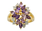 Purple Amethyst And White Sapphire 18k Yellow Gold Over Sterling Silver Ring 1.52ctw
