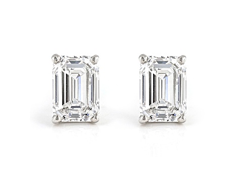 Emerald Cut White IGI Certified Lab-Grown Diamond 18k White Gold Stud Earrings 1.50ctw