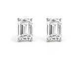 Emerald Cut White IGI Certified Lab-Grown Diamond 18k White Gold Stud Earrings 1.50ctw