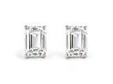 Certified Emerald Cut White Lab-Grown Diamond E-F SI 18k White Gold Stud Earrings 1.50ctw