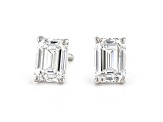 Certified Emerald Cut White Lab-Grown Diamond E-F SI 18k White Gold Stud Earrings 1.50ctw