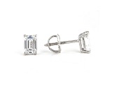 Certified Emerald Cut White Lab-Grown Diamond E-F SI 18k White Gold Stud Earrings 1.50ctw