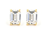 Emerald Cut White IGI Certified Lab-Grown Diamond 18k Yellow Gold Stud Earrings 1.50ctw