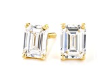 Certified Emerald Cut White Lab-Grown Diamond E-F SI 18k Yellow Gold Stud Earrings 1.50ctw