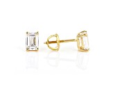 Certified Emerald Cut White Lab-Grown Diamond E-F SI 18k Yellow Gold Stud Earrings 1.50ctw