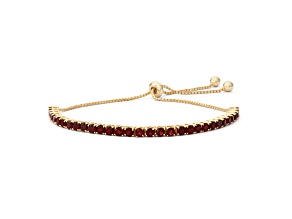 Red Garnet 14K Yellow Gold Over Sterling Silver Bolo Bracelet 3.87ctw