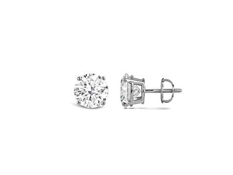 14K White Gold 1.00 Ctw Round Lab-Grown Diamond Studs, F Color SI2 Clarity