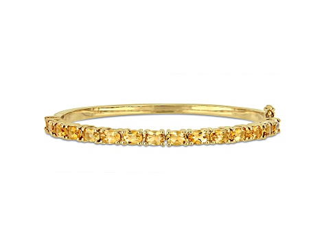 Oval Citrine 18k Yellow Gold Over Sterling Silver Bangle Bracelet 6.75ctw