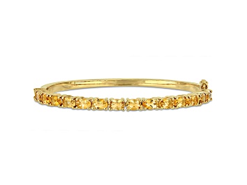 Picture of Oval Citrine 18k Yellow Gold Over Sterling Silver Bangle Bracelet 6.75ctw